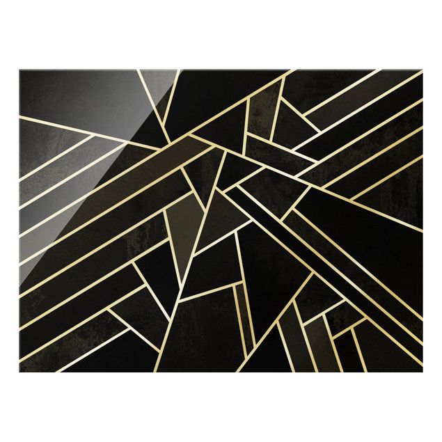 Bilder für die Wand Goldene Geometrie - Schwarze Dreiecke