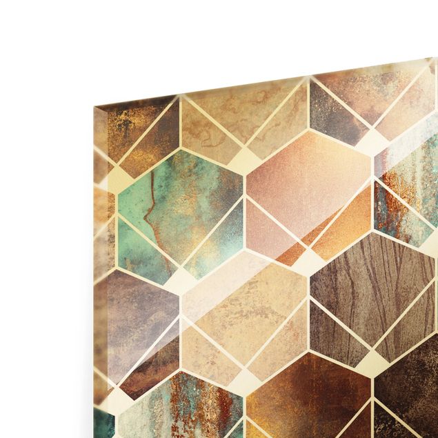 Wandbilder Goldene Geometrie - Türkises Art Deco