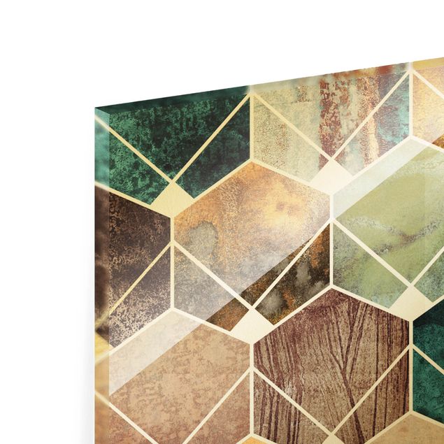 Schöne Wandbilder Goldene Geometrie - Türkises Art Deco