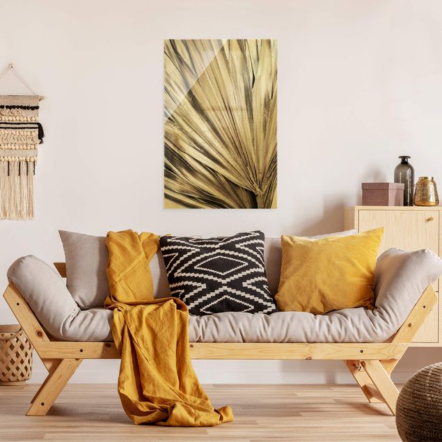 Wandbilder Goldene Palmenblätter