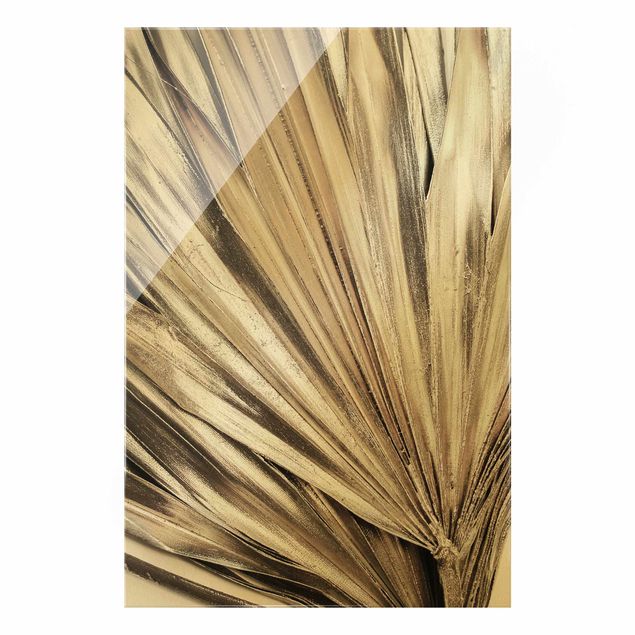 Glasbilder Goldene Palmenblätter