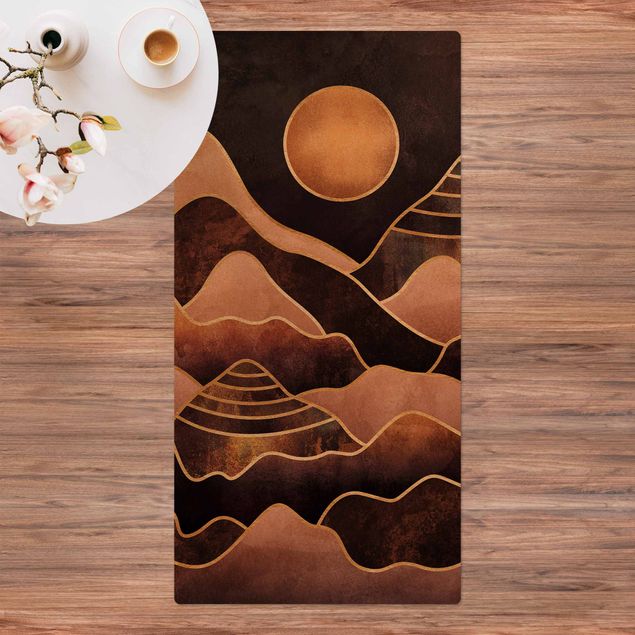 Teppiche Goldene Sonne abstrakte Berge