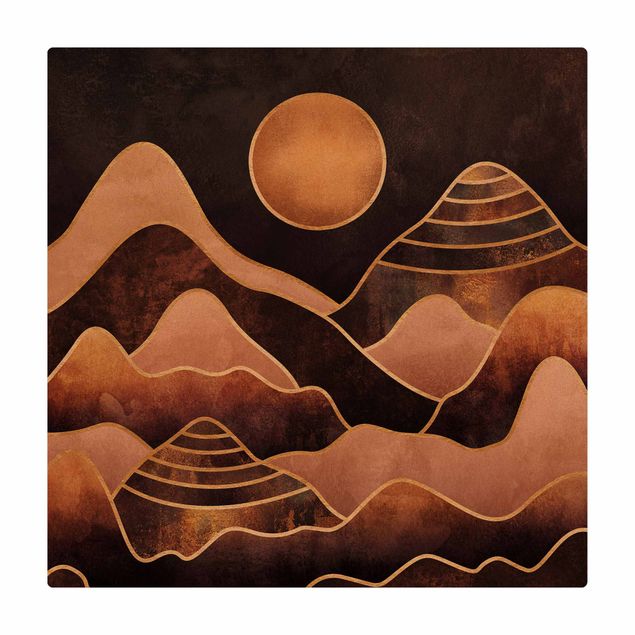 Teppich Esszimmer Goldene Sonne abstrakte Berge