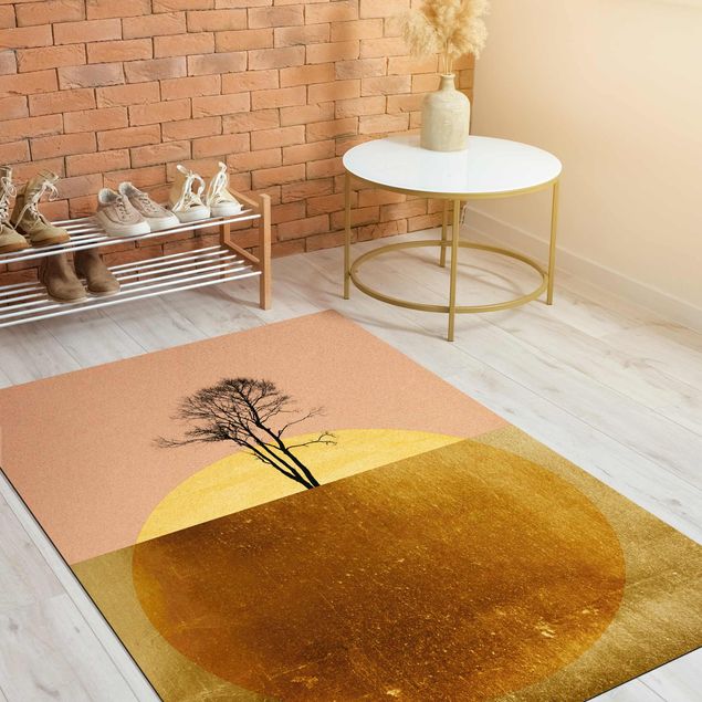Goldener Teppich Goldene Sonne mit Baum