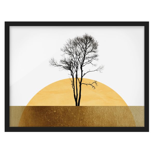 Bilder mit Rahmen Goldene Sonne mit Baum