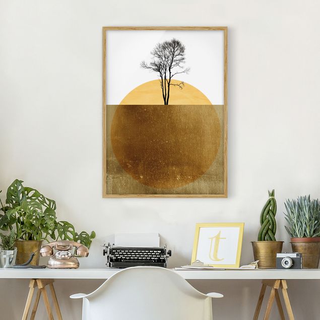 Wandbilder Goldene Sonne mit Baum