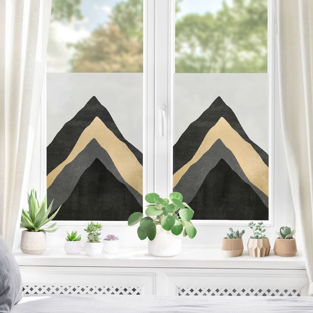 Fensterfolie - Sichtschutz - Goldener Berg Schwarz Weiß