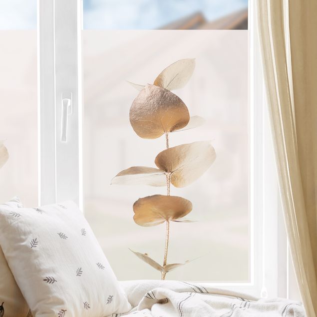 Fensterbilder Blumen Goldener Eukalyptuszweig