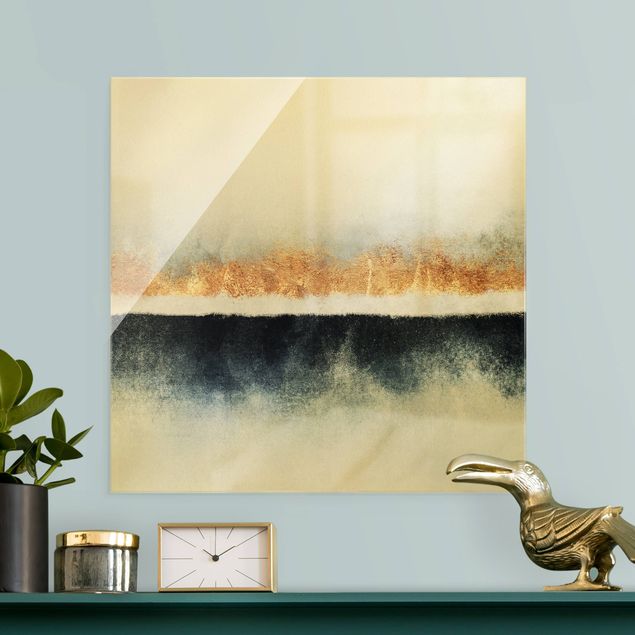 Wandbilder abstrakt Goldener Horizont Aquarell