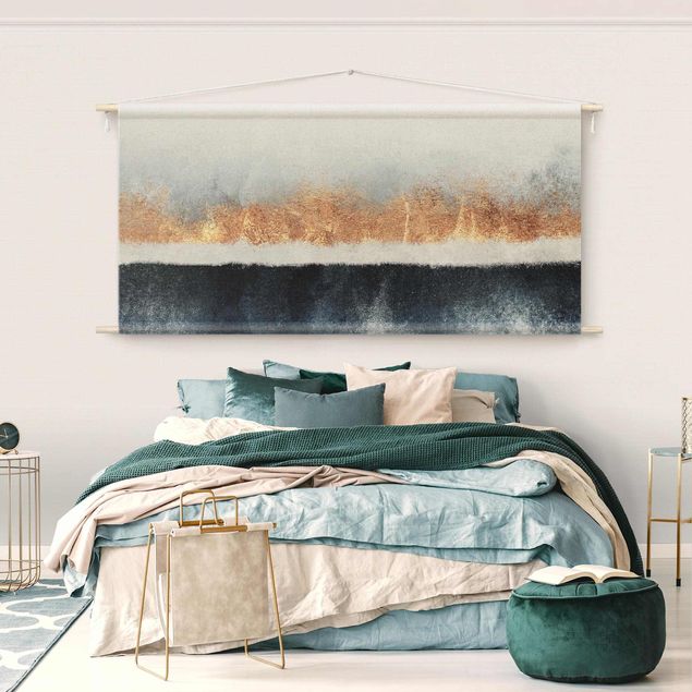 Wandbilder abstrakt Goldener Horizont Aquarell
