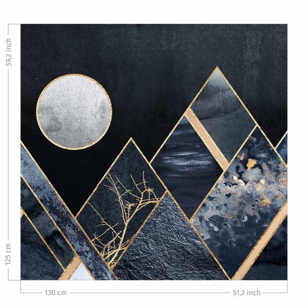 Vorhänge modern Goldener Mond abstrakte schwarze Berge