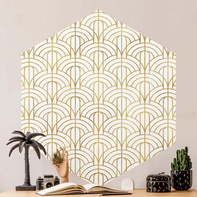 Geometrische Muster Tapete Goldenes Art Deco Muster XXL