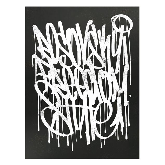 Magnettafel schwarz Graffiti Art Freedom Style