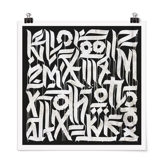 Poster - Graffiti Art Calligraphy Schwarz - Quadrat 1:1