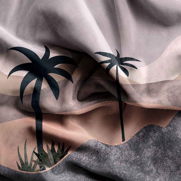 Verdunkelungsvorhänge Grafische Landschaft mit Palmen