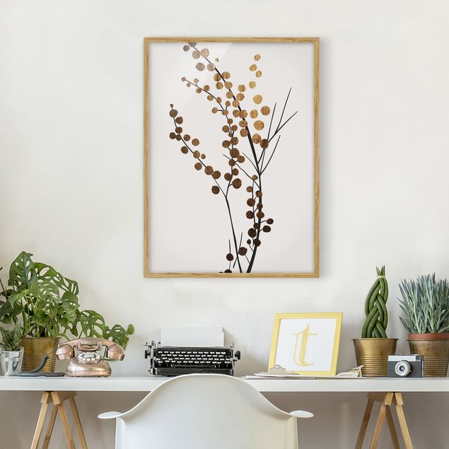 Wandbilder Grafische Pflanzenwelt - Beeren Gold