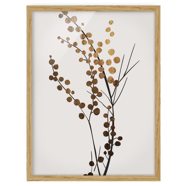 Bilder mit Rahmen Grafische Pflanzenwelt - Beeren Gold