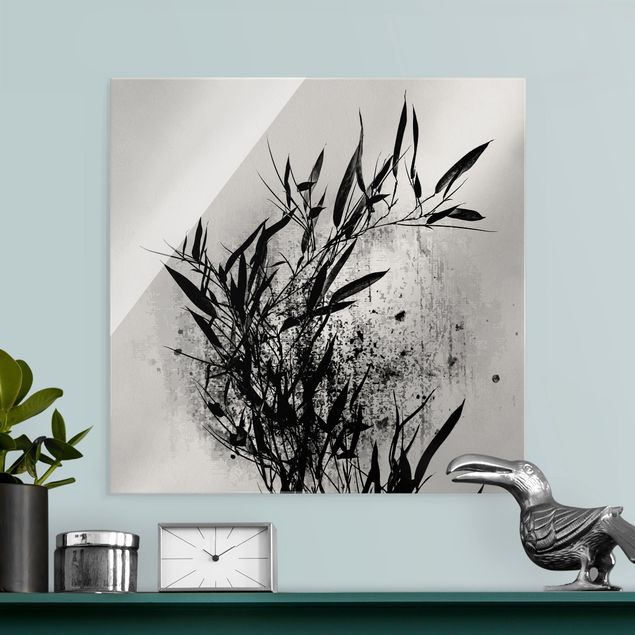 Glasbilder Pflanzen Grafische Pflanzenwelt - Schwarzer Bambus