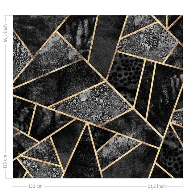Vorhang modern Graue Dreiecke Gold