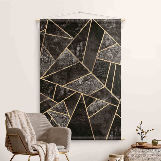 Abstrakte Kunst Graue Dreiecke Gold