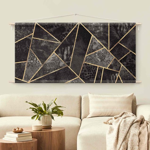 Wandbehang modern Graue Dreiecke Gold