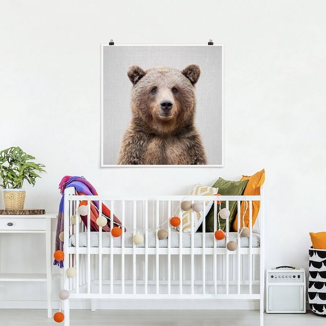 Poster Kinderzimmer Tiere Grizzlybär Gustel