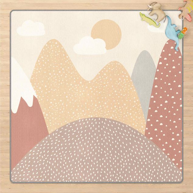 Moderner Teppich Große Berge mit Muster