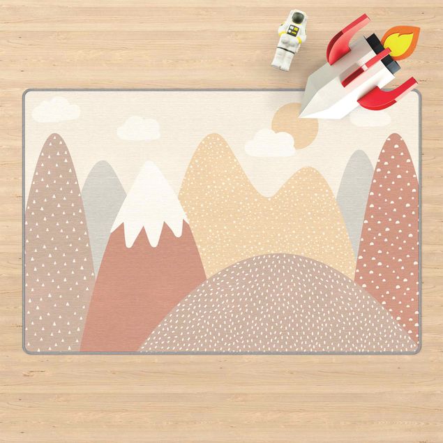 Moderner Teppich Große Berge mit Muster