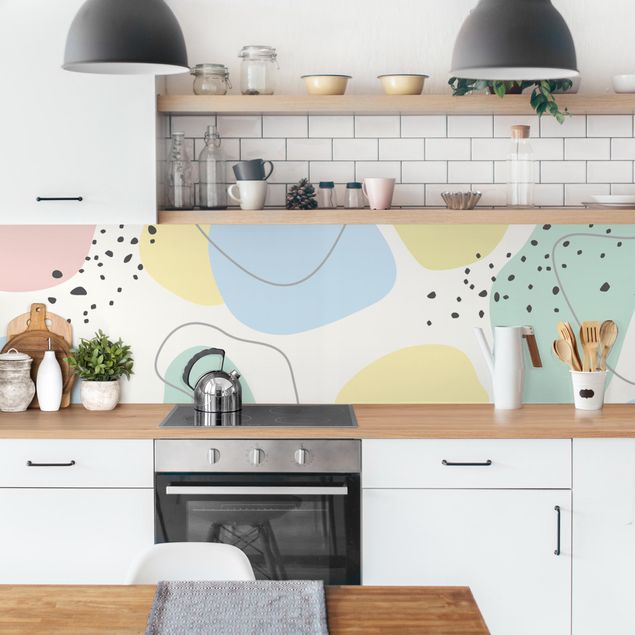 Glasrückwand Küche Muster Große geometrische Formen - Pastell