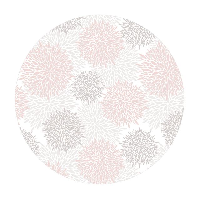 Runder Vinyl-Teppich - Große gezeichnete Pusteblumen in Rosa