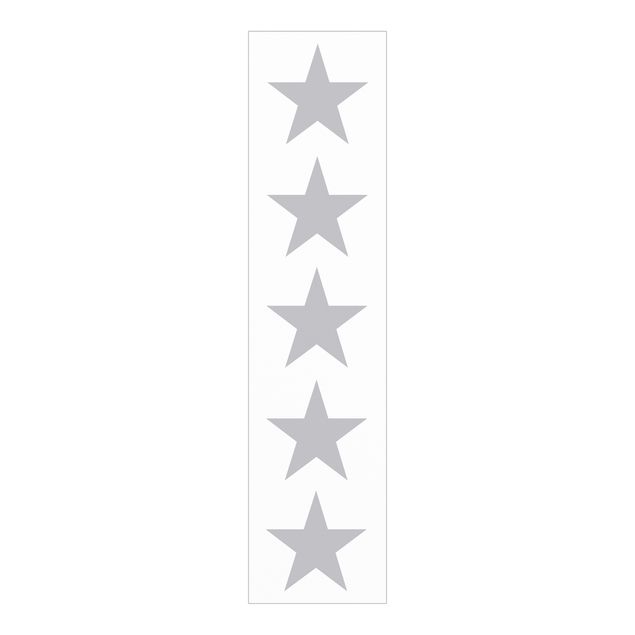 Schiebegardinen Schiene 3-läufig Große Graue Sterne auf Weiß