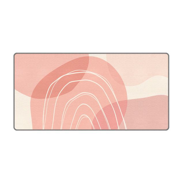 Waschbare Teppiche Große Kreisformen im Regenbogen - rosa