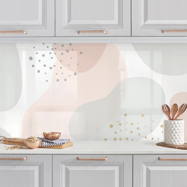 Küchenrückwände Platte Große Pastell Kreisformen mit Punkten
