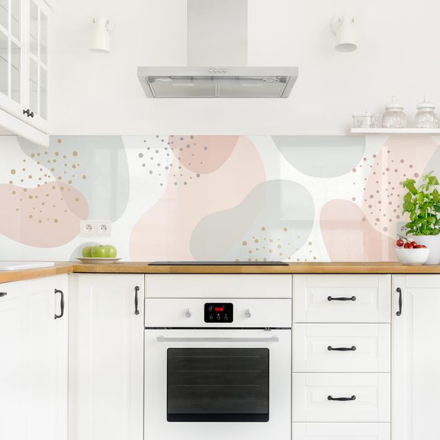 Küchenrückwand Muster Große Pastell Kreisformen mit Punkten