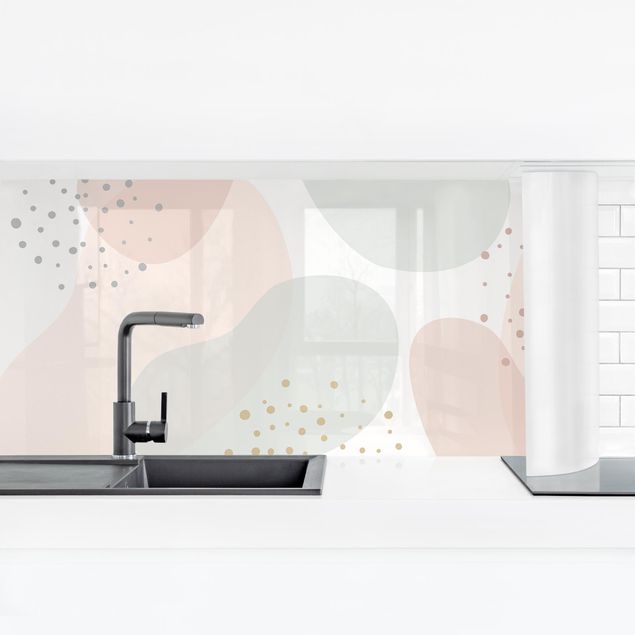 Küchenrückwände selbstklebend Große Pastell Kreisformen mit Punkten