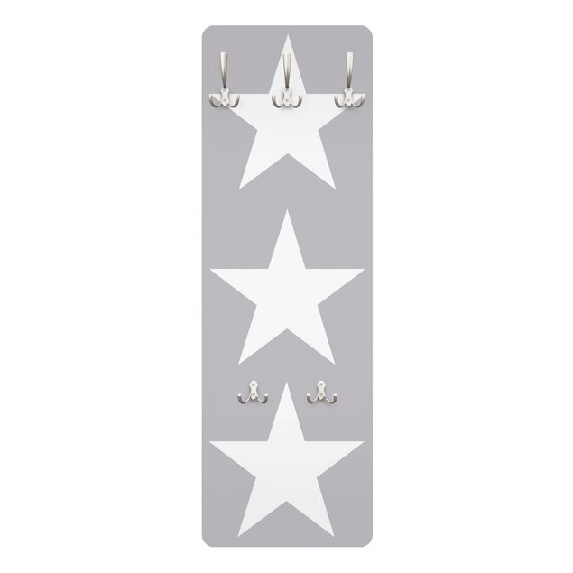 Garderobenpaneel Große weiße Sterne auf grau