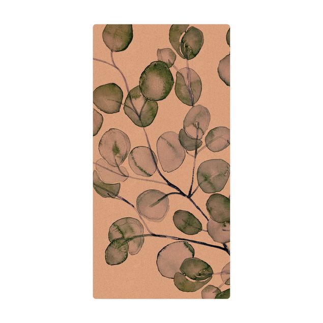 Teppich Esszimmer Grünes Aquarell Eukalyptuszweig