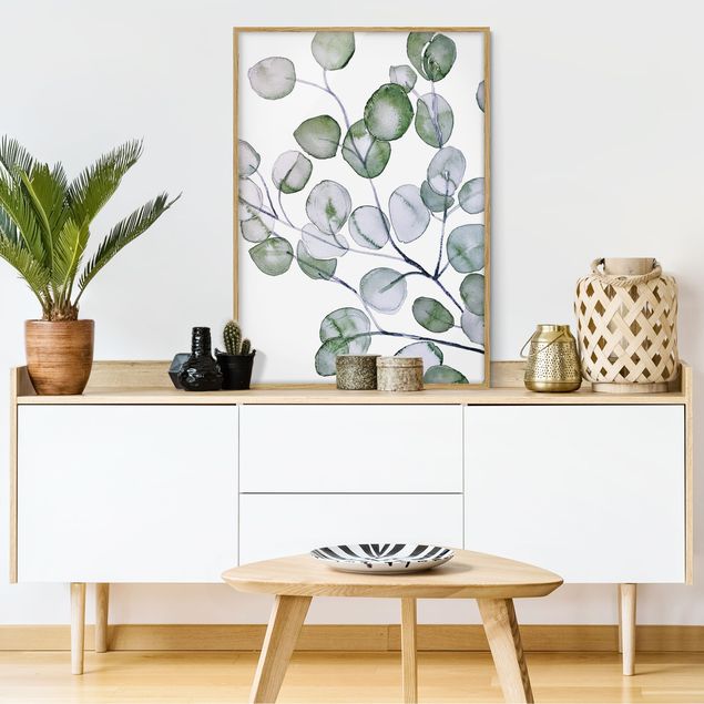 Bilder für die Wand Grünes Aquarell Eukalyptuszweig