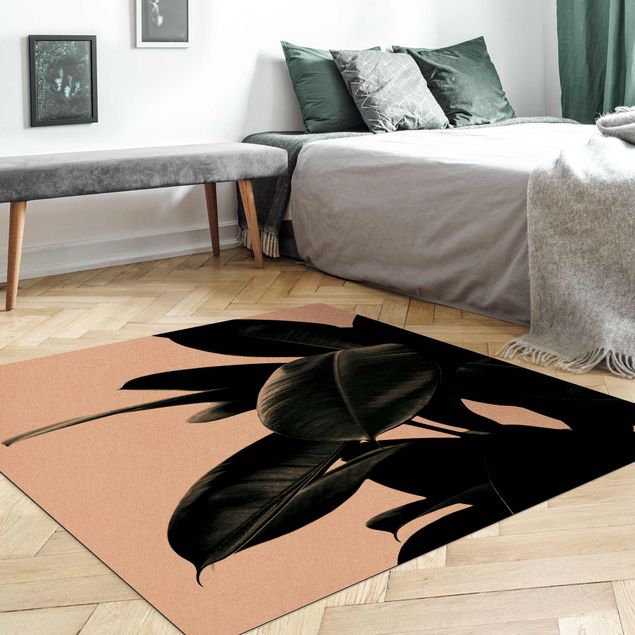 Moderne Teppiche Gummibaum Blätter Dunkelgrün
