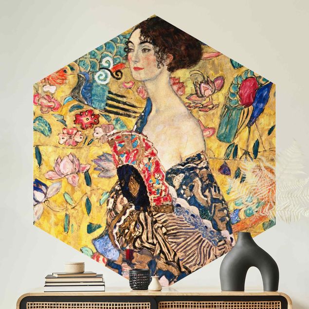 Fototapete modern Gustav Klimt - Dame mit Fächer