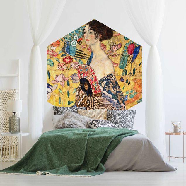 Design Tapete Gustav Klimt - Dame mit Fächer