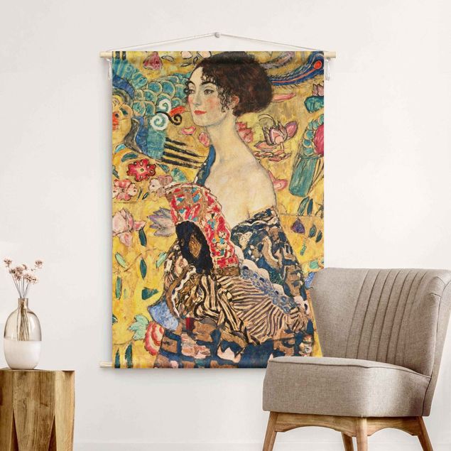 Wandbehang Gustav Klimt - Dame mit Fächer