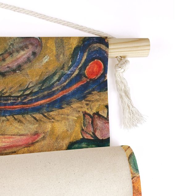 Wandteppich Kunst Gustav Klimt - Dame mit Fächer
