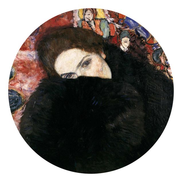 Fototapete schwarz Gustav Klimt - Dame mit Muff