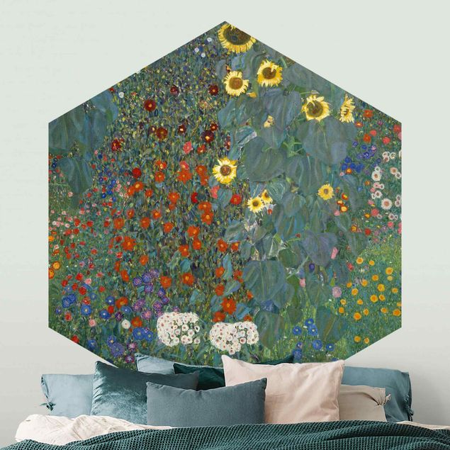 Tapete Blumen Gustav Klimt - Garten Sonnenblumen