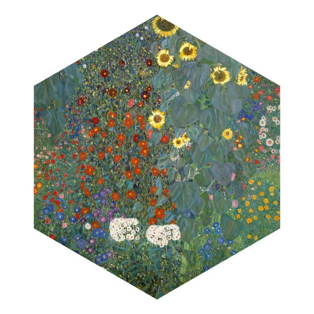Wandtapete Design Gustav Klimt - Garten Sonnenblumen