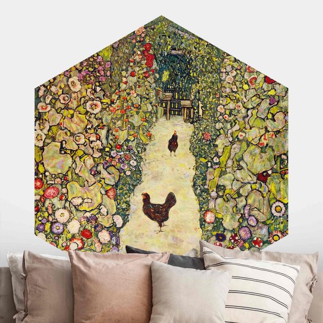 Jugendstil Bilder Gustav Klimt - Gartenweg mit Hühnern