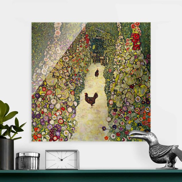 Bilder Jugendstil Gustav Klimt - Gartenweg mit Hühnern