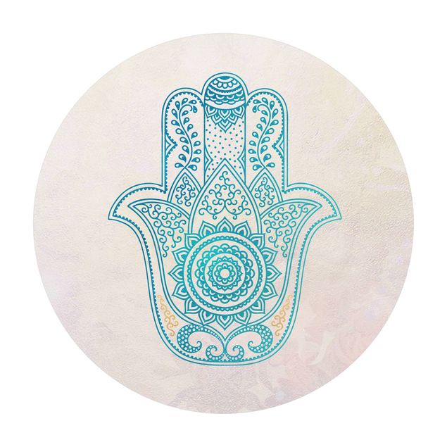 Große Teppiche Hamsa Hand Illustration Mandala gold blau