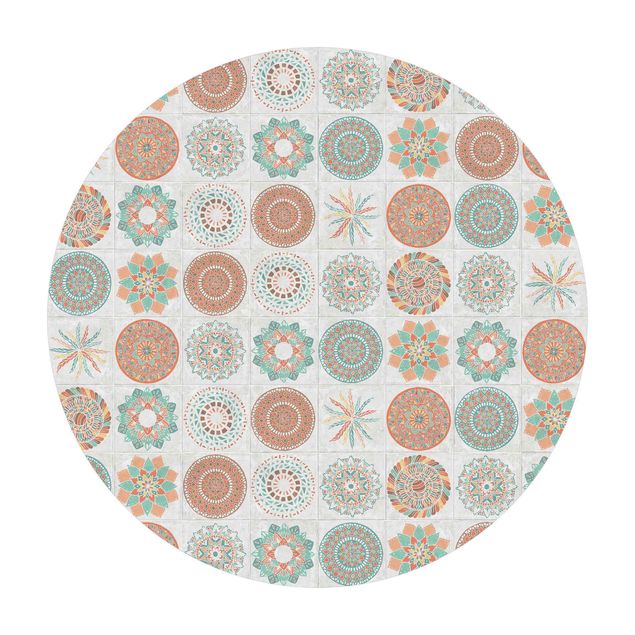 Teppich Esszimmer Handgemaltes Mandala Muster
